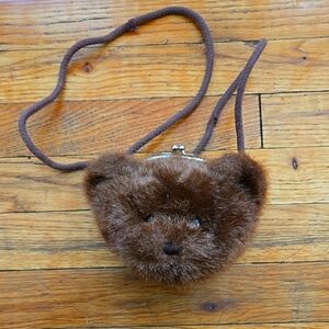 Brown Furry Bear Coin Purse Vintage